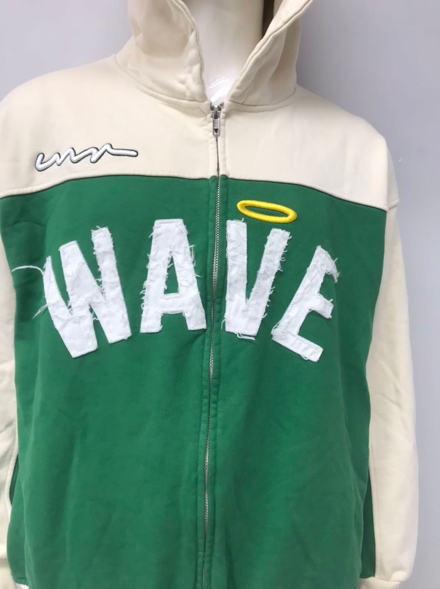 MR.WAVE Distressed Wave Hoodie (green)