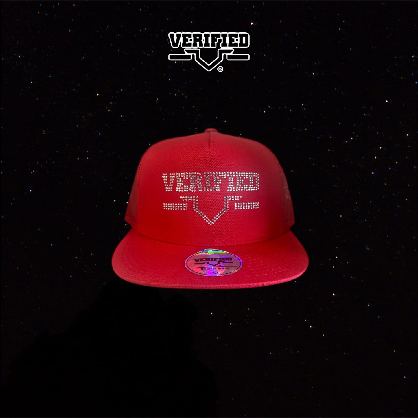 VERIFIED RED RHINESTONE HAT