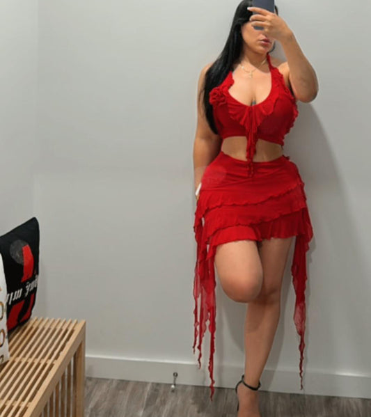 Vouge WOMEN’S Dreams Mini Skirt Set (red)