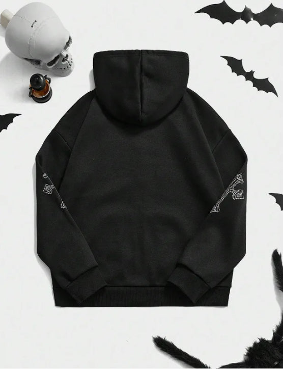Vogue WOMEN’S Hoodie Rhinestone Cross (black)