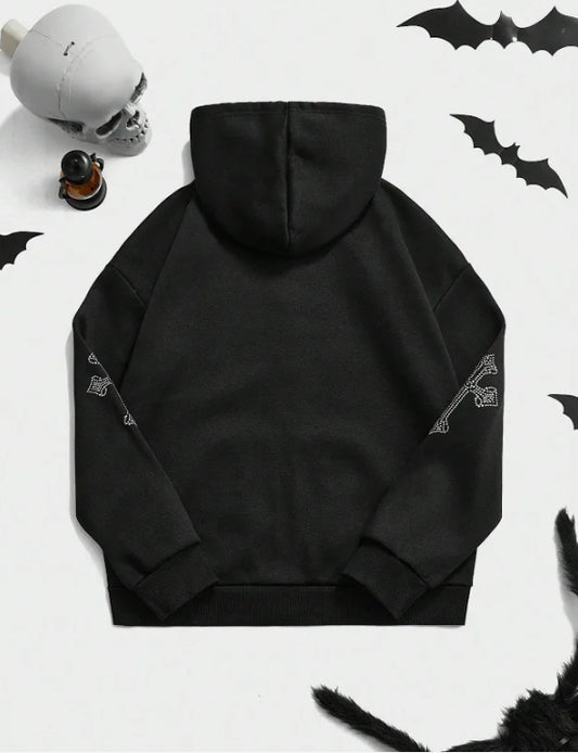 Vogue WOMEN’S Hoodie Rhinestone Cross (black)