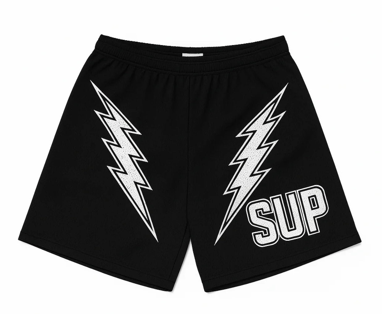 SUP White Bolt Shorts