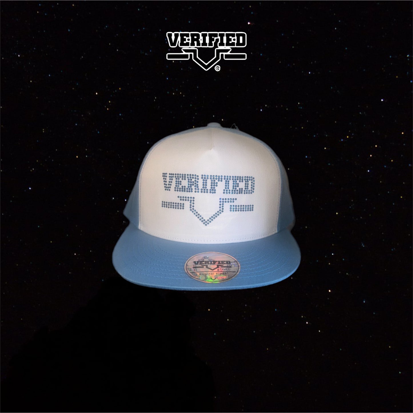 VERIFIED LIGHT BLUE RHINESTONE HAT