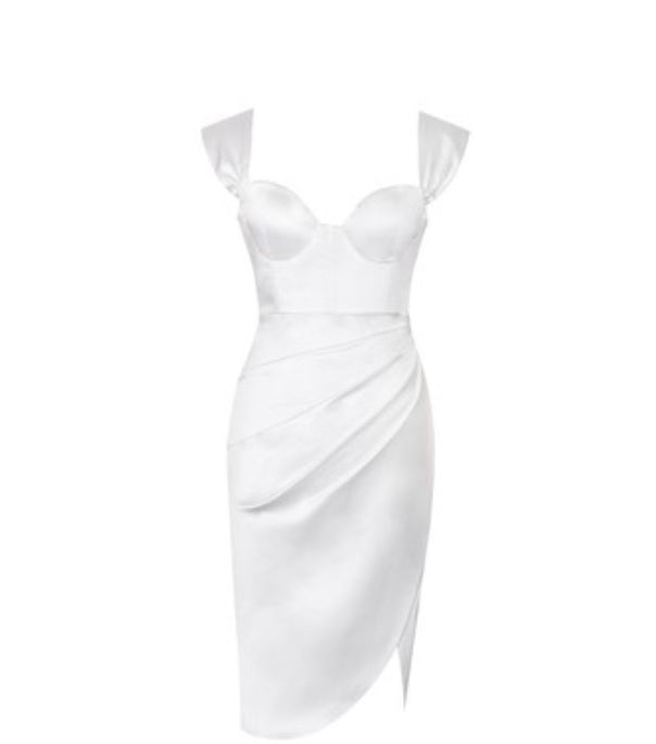 WOMEN’S WHITE SATIN CORSET DRESS