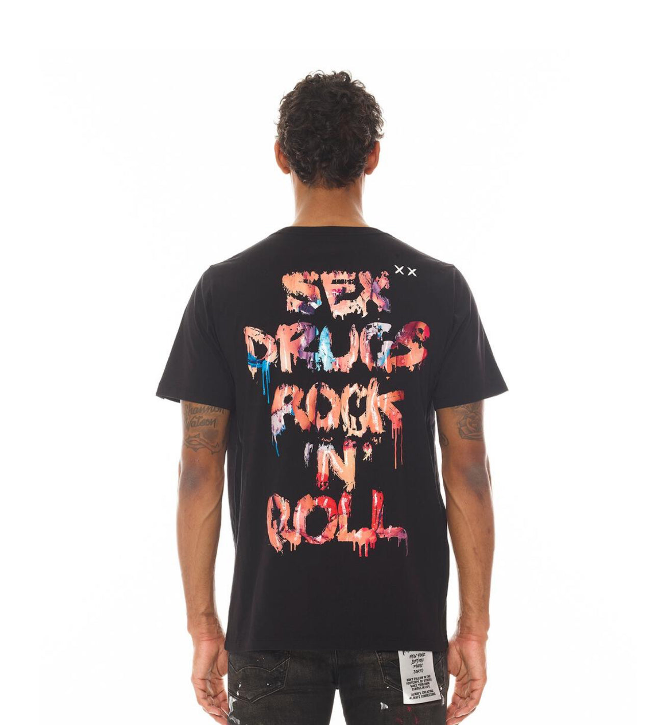 CULT Short Sleeve Crew Neck Tee “SEX DRUGS ROCK N ROLL” (black)