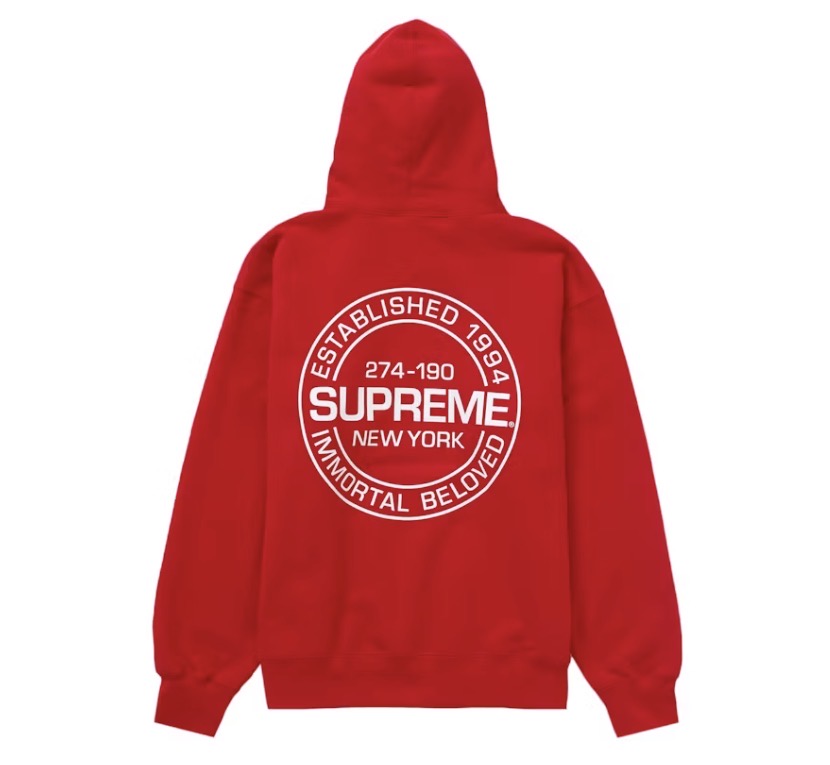 SUPREME Immortal Circle Logo Hooded Sweatshirt (Red)
