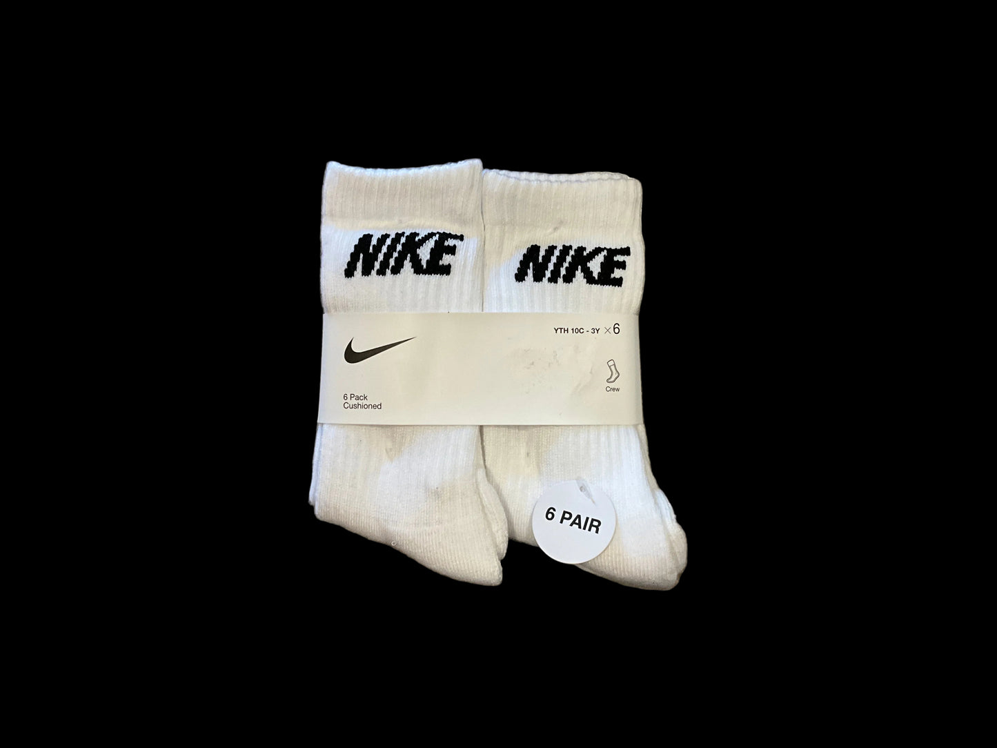 NIKE 6 Pack Kids Cushioned Socks Black/White