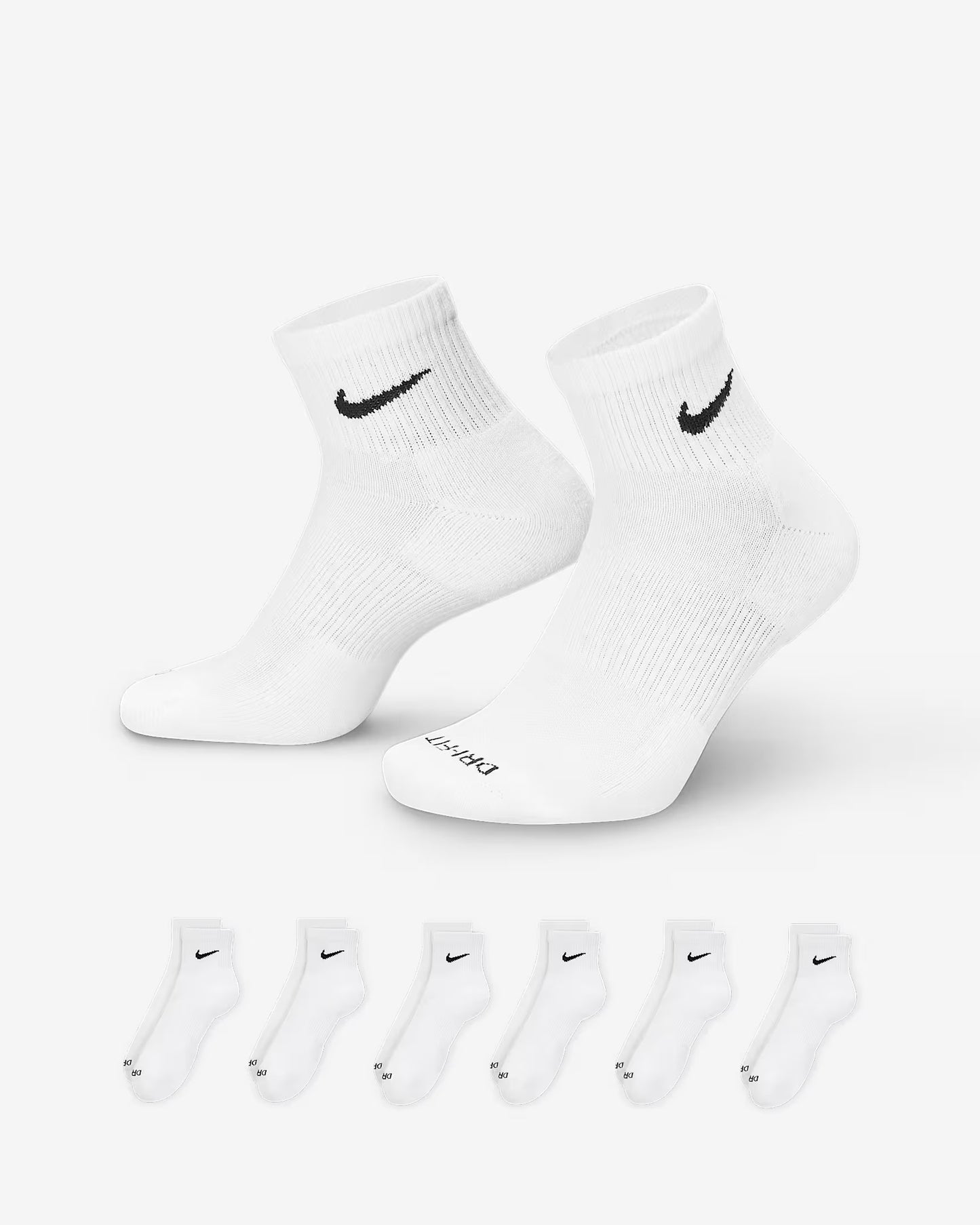 NIKE 6 Pack White Ankle Socks
