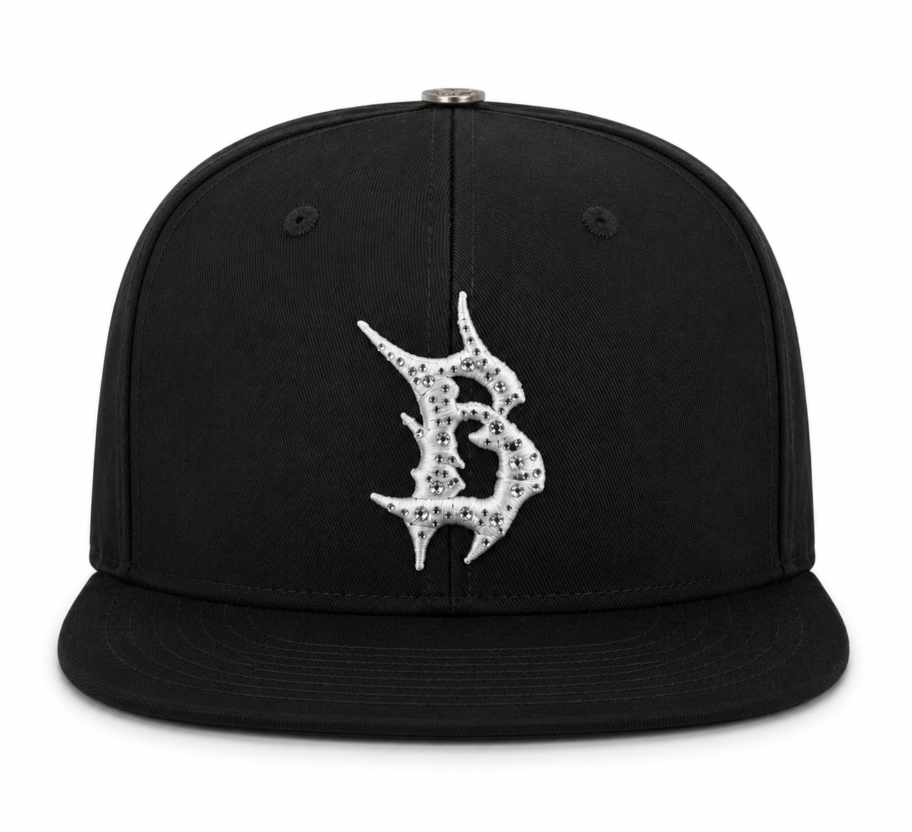 BTBG White Logo W/ Silver Rhinestones Black Hat