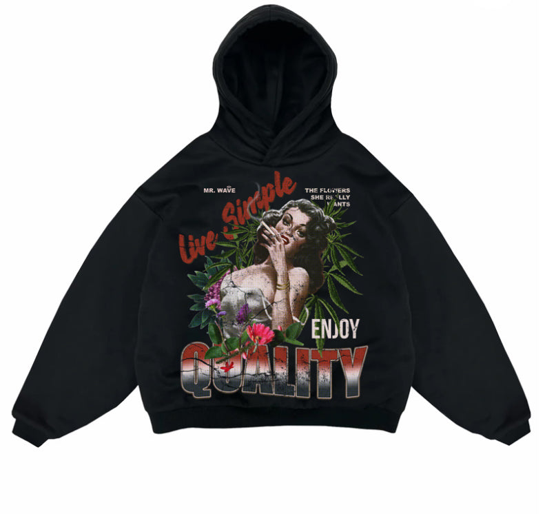 MR.WAVE “The FLOWERS SHE W ANTS HOODIE (BLACk)