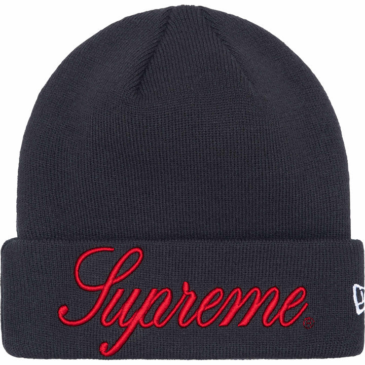 SUPREME New Era Script Beanie (navy)