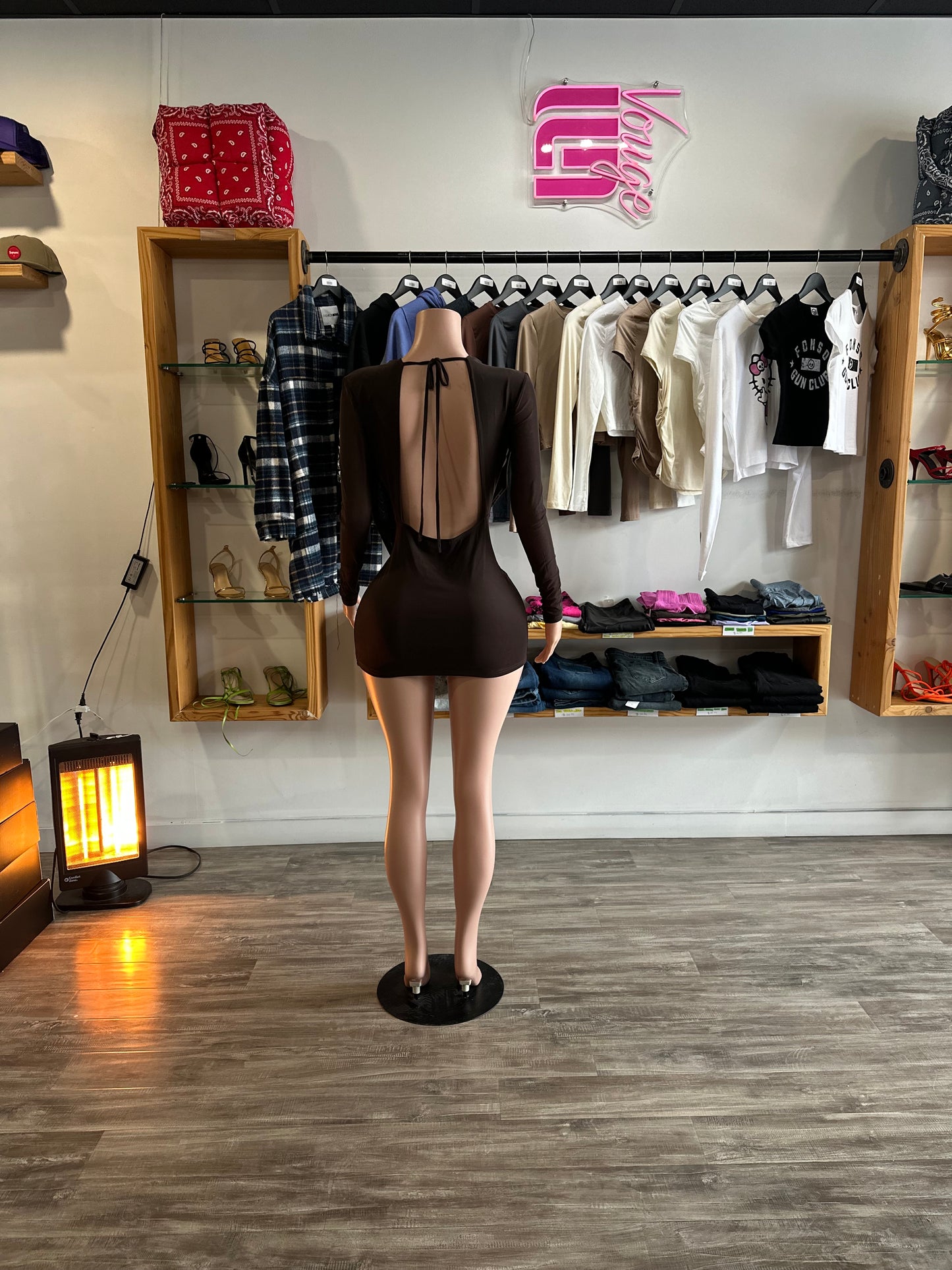 Women’s Brown Short Scarf Dress