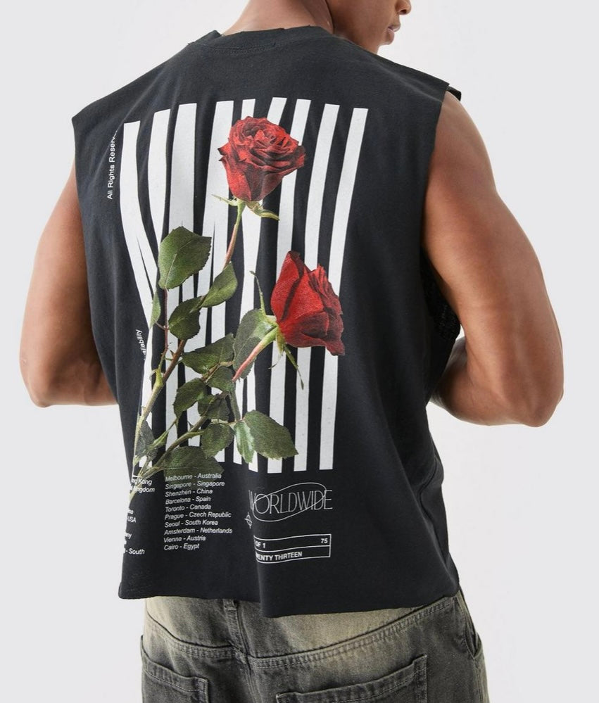 Boohoo MAN OVERSIZED BOXY HOMME ROSE DISTRESSED TANK