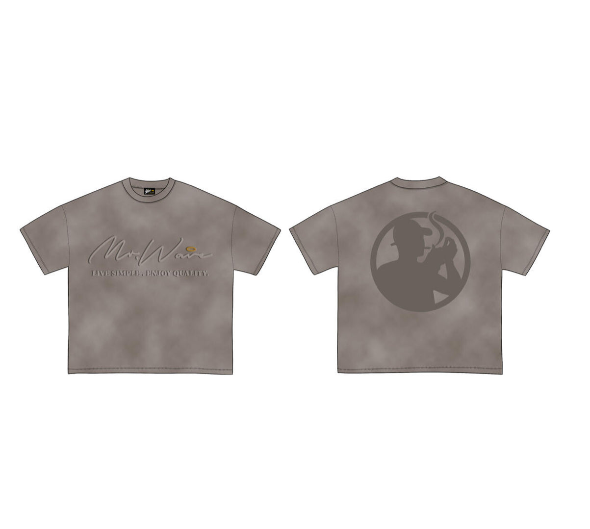 MR.WAVE Embossed Taupe T-Shirt
