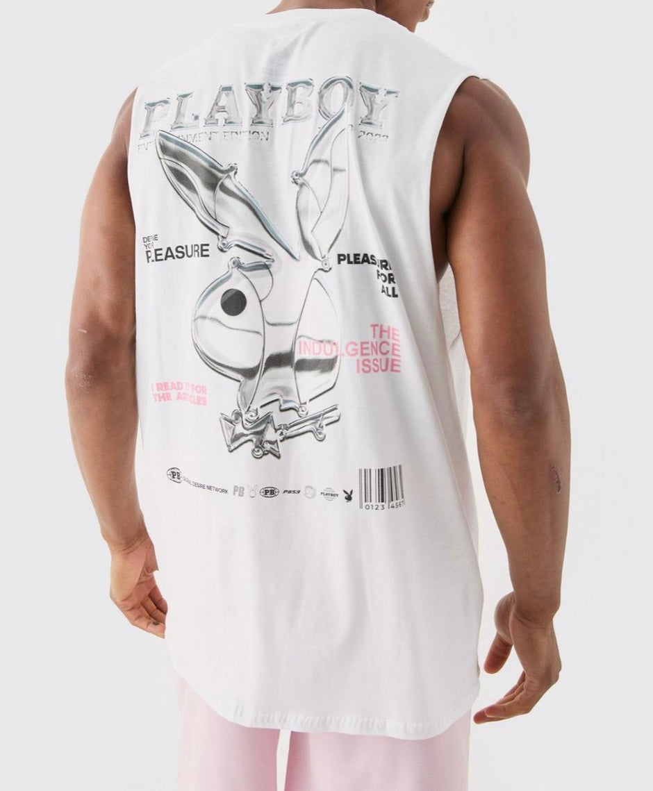 boohoo MAN OVERSIZED PLAYBOY LICENSE TANK