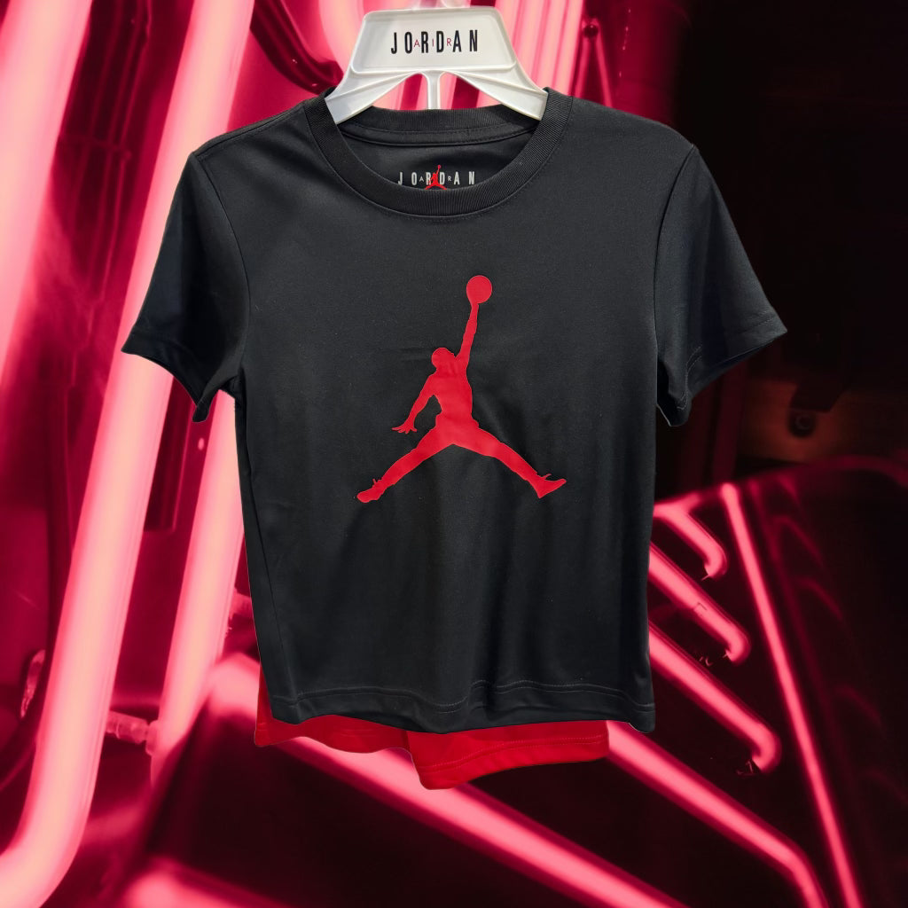 JORDAN BOYS BLACK/RED TEE & SHORTS SET