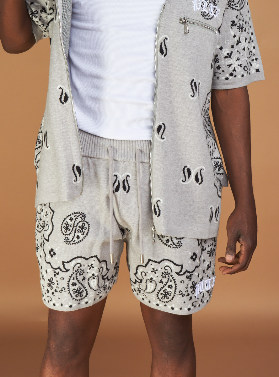 POLITICS PAISLEY KNIT SHORTS GRAY