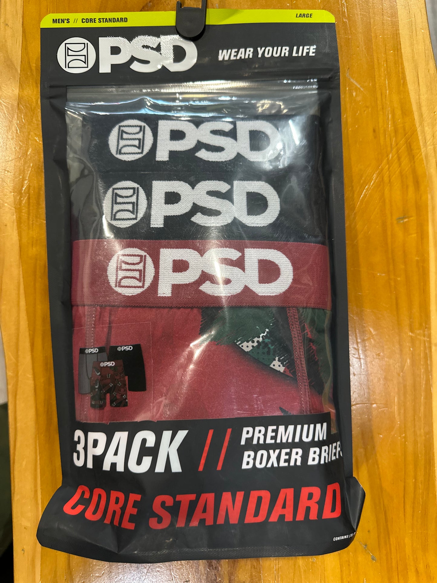 PSD Boxer Briefs 3 Pack (Red,Grey,Black)