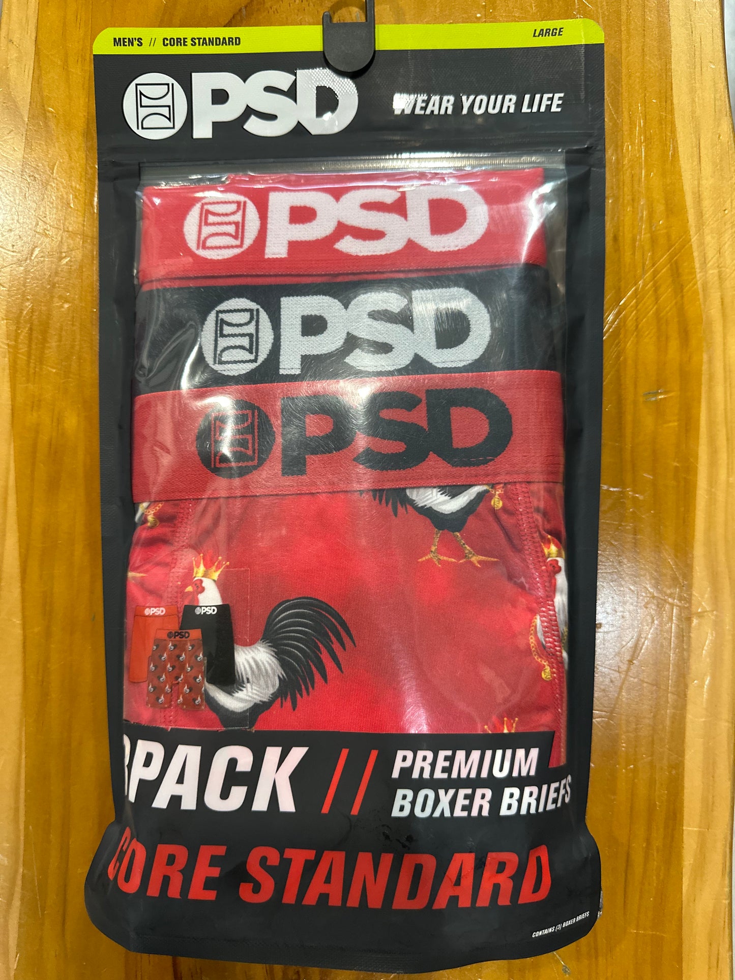 PSD Boxer Briefs 3 Pack (Red/Blk rooster)