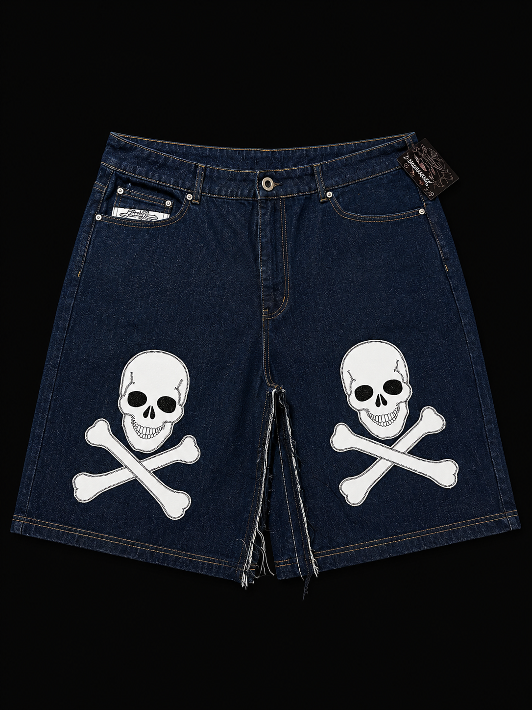 Dead Lonely Navy Shorts (White Skull)