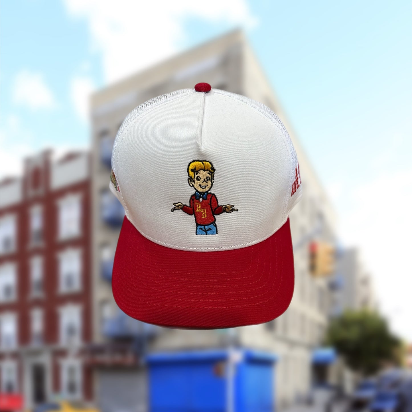 RICH BANKS WHITE AND RED TRUCKER HAT