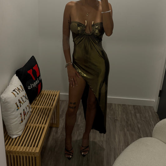 Vogue WOMEN’S GOLD SIDE OPEN DRESS