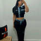 Vogue WOMEN’S Black Knit Denim Leggings Set