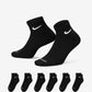 NIKE 6 Pack Black Ankle Socks