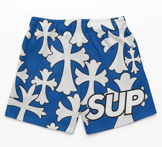 SUP Crosses Royal Blue and White Shorts