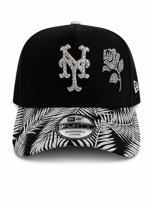 POLANCO-CAPS New York Mets Iced-Out Black Hat