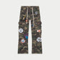 GODSPEED Patchwork Flared Cargo Pants (Camo)
