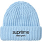 SUPREME classic logo chunky ribbed beanie Light Blue