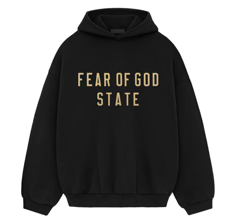 ESSENTIALS Black and Gold “State” Hoodie