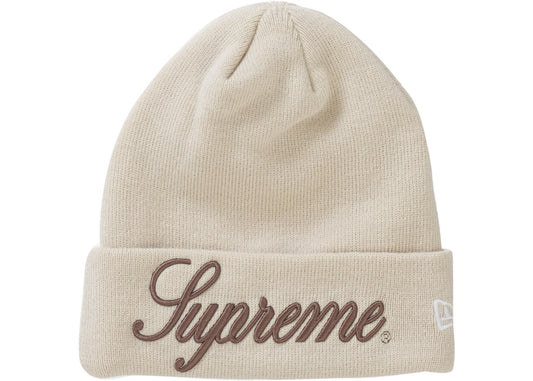 SUPREME New Era Script Beanie (tan)