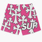 SUP Crosses Pink and White Shorts