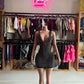 Vogue WOMEN’S V NECK RHINESTONE MESH SHEER MINI DRESS