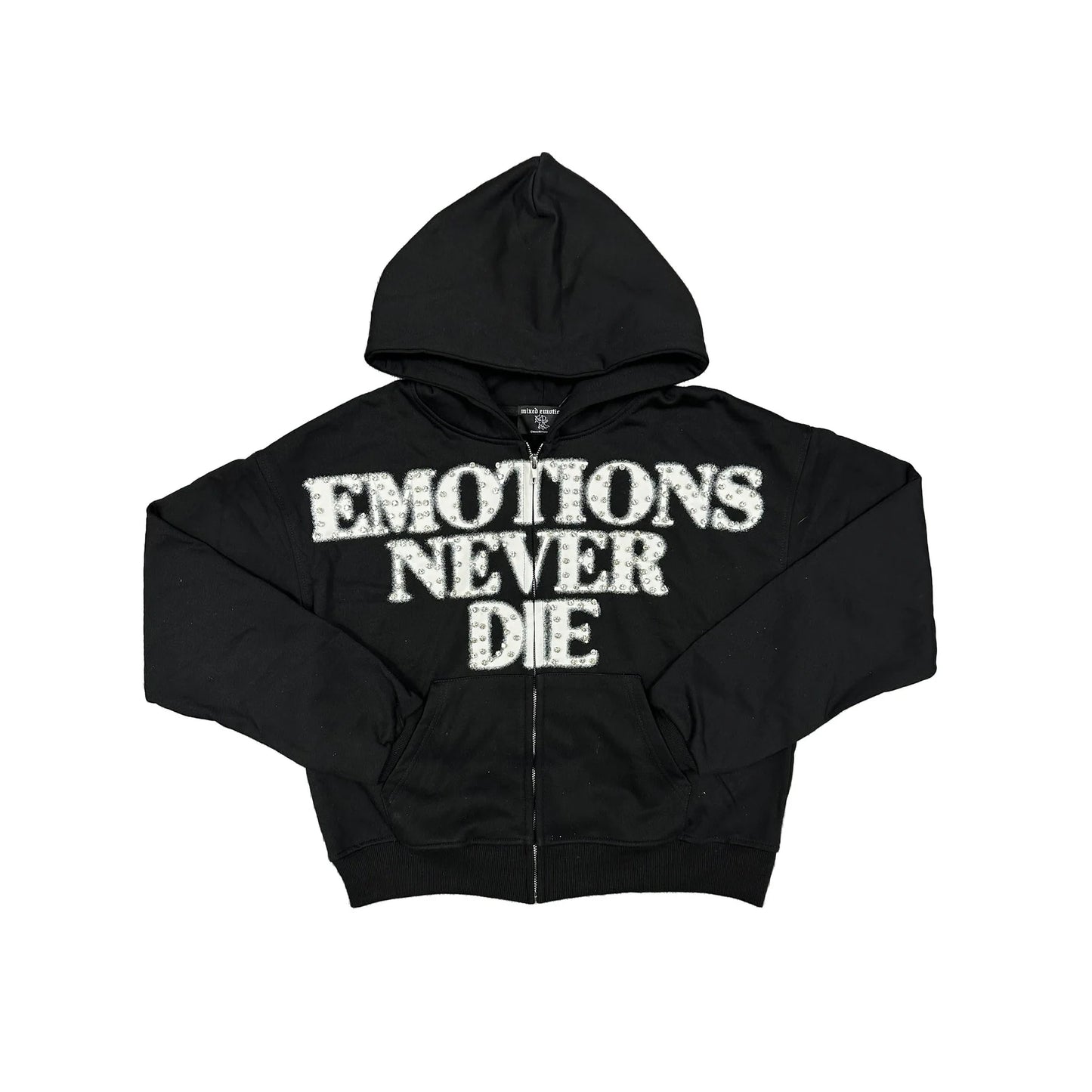 Mixed Emotions Black End Rhinestone hoodie