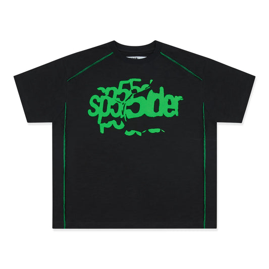 SP5DER Contrast Stitch Tee (black/green)