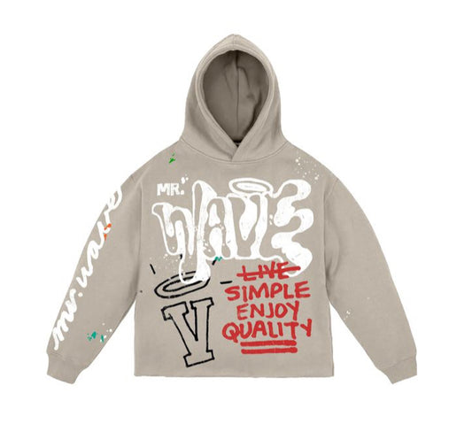 MR.WAVE Wave World Crop Hoodie (beige)