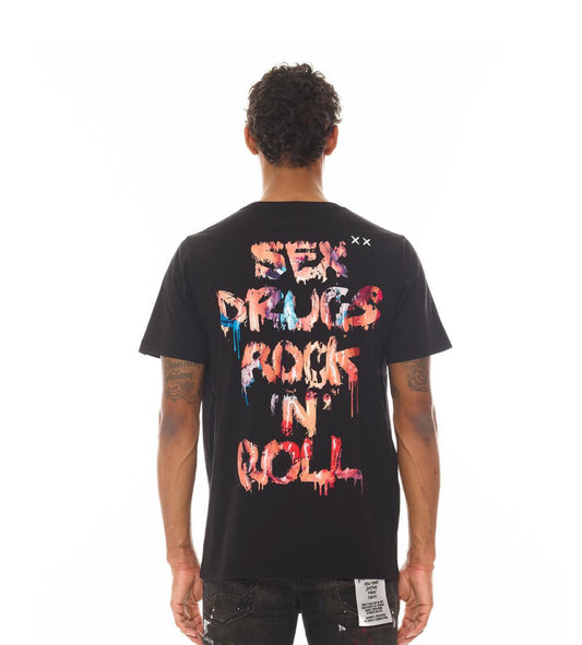 CULT Short Sleeve Crew Neck Tee “SEX DRUGS ROCK N ROLL” (black)
