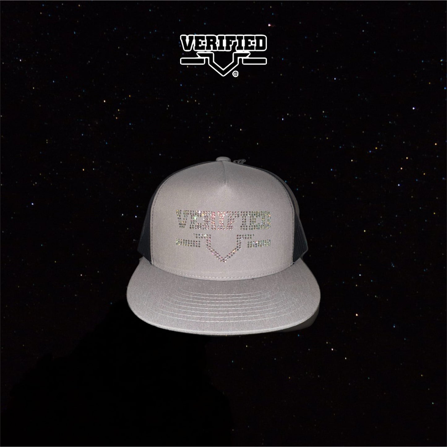 VERIFIED GREY RHINESTONE HAT