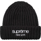 SUPREME classic logo chunky ribbed beanie Black