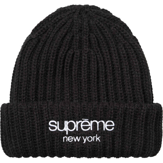 SUPREME classic logo chunky ribbed beanie Black
