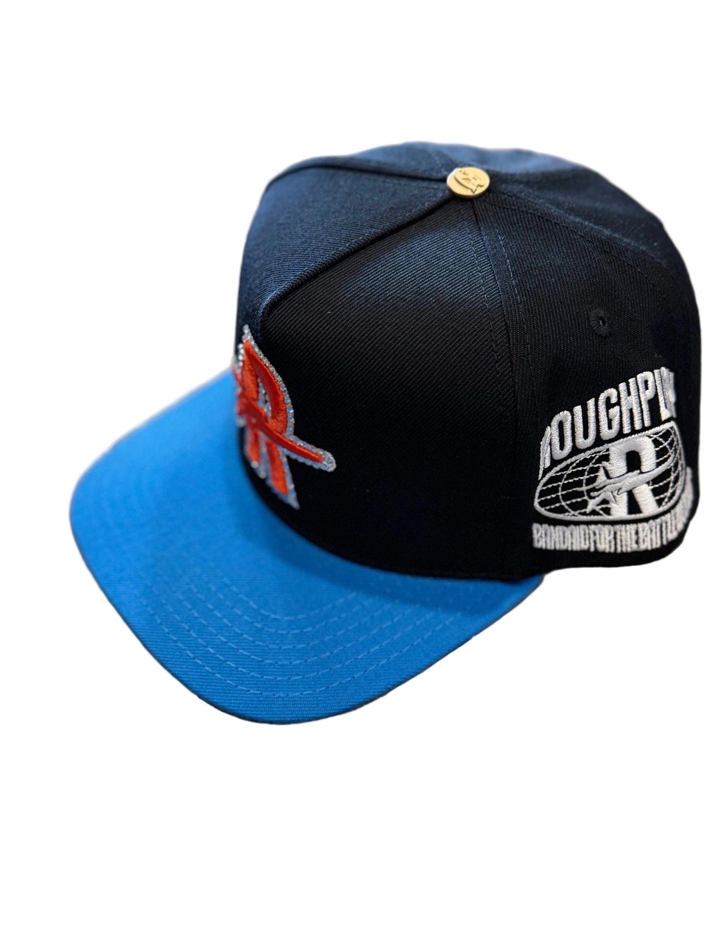 ROUGHPLAY Black and Blue Orange Logo Hat