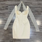 Vogue WOMEN’S INVORY SATIN MESH LONG SLEEVE CORSET DRESS