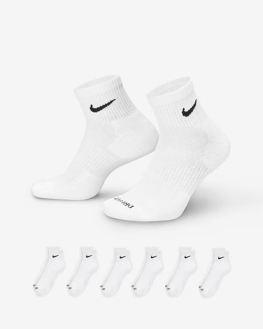 NIKE 6 Pack White Ankle Socks