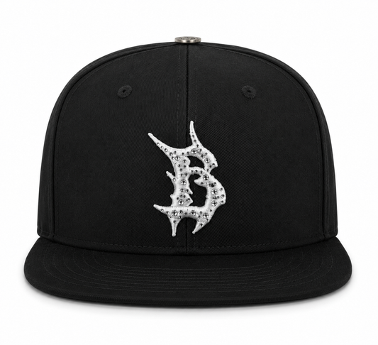BTBG White Logo W/ Silver Rhinestones Black Hat