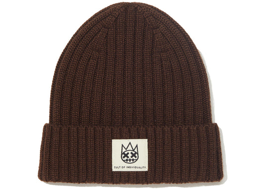 CULT Shimuchan Logo Knit Hat (vintage brown)
