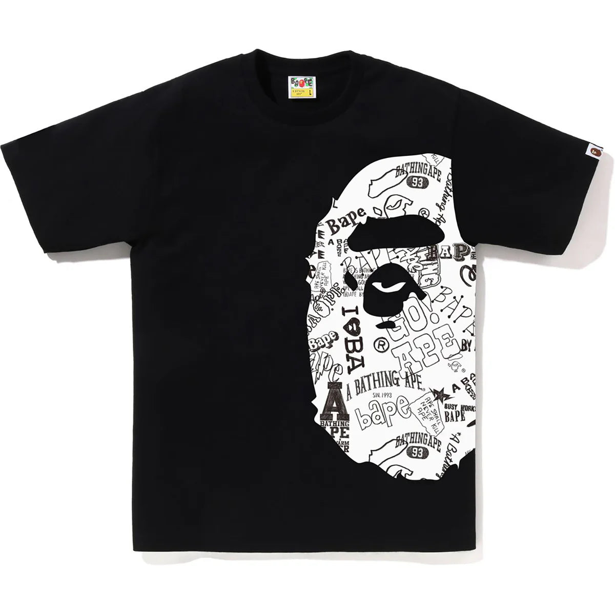 BAPE HAND DRAW PATTERN SIDE BIG APE HEAD TEE MENS