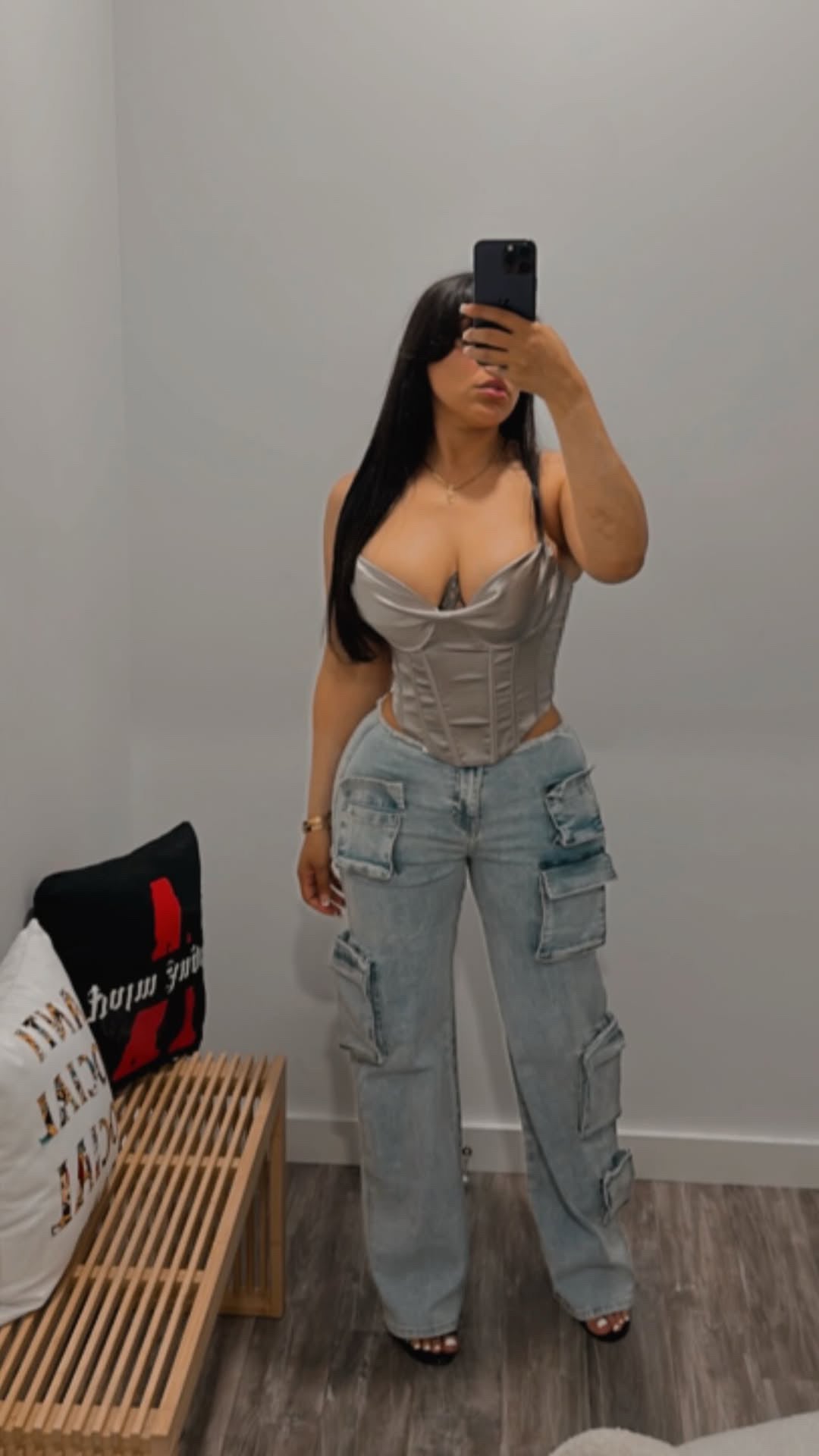 WOMEN’S Town Satin Corset Top - Silver